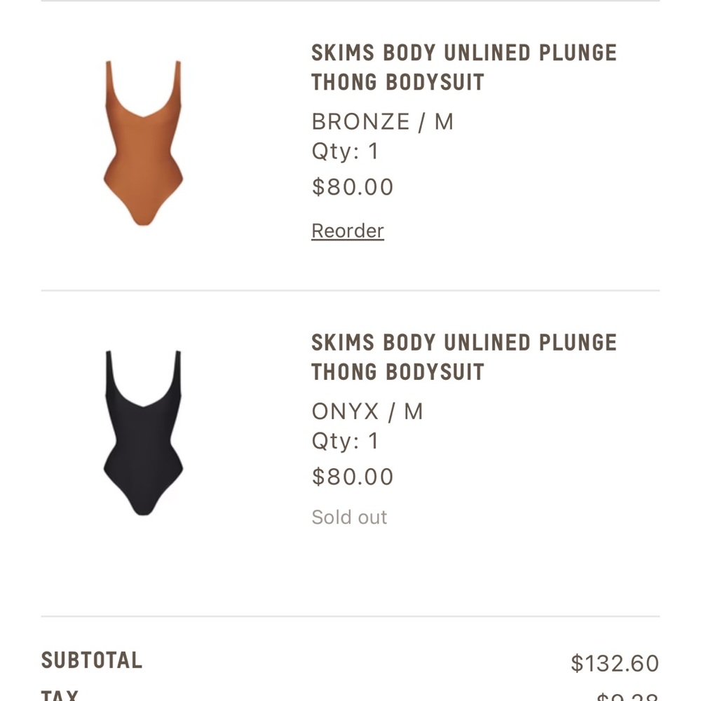 SKIMS BODY UNLINED PLUNGE THONG BODYSUIT